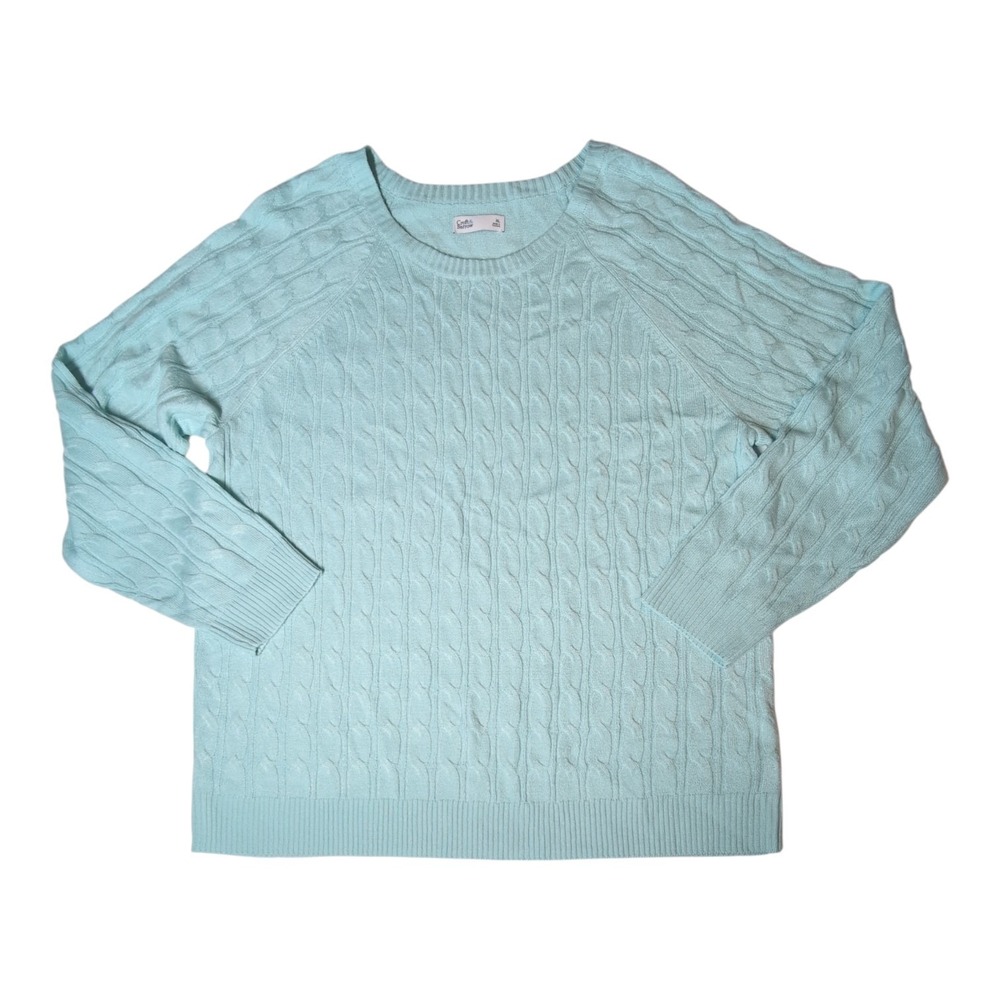 Croft & Barrow Cable Knit Sweater Womens XL Raglan Preppy Coastal Academia